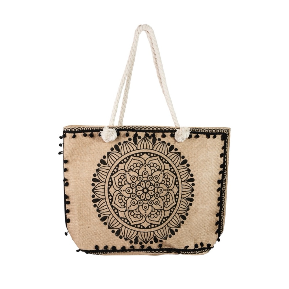 SOL SPIRIT BOHO BLACK FLORAL TOTE BAG - Picture 3 of 5